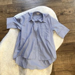 Topshop Oversized Striped Button Up